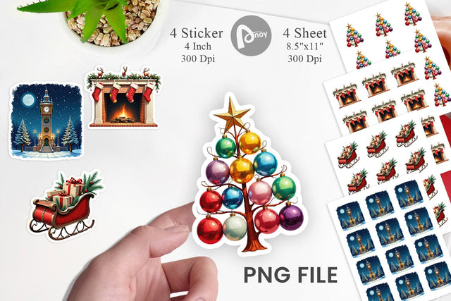 Vintage Christmas Sticker Sublimation artnoy 