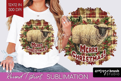 Vintage Christmas Sublimation, Xmas Round Tshirt Background Sublimation OrangeBrushStudio 