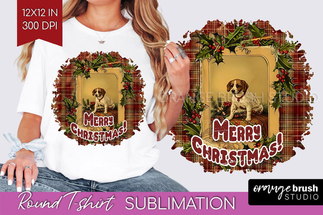 Vintage Christmas Sublimation, Xmas Round Tshirt Background Sublimation OrangeBrushStudio 