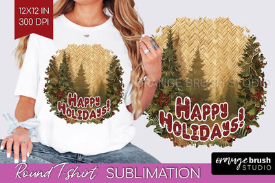 Vintage Christmas Sublimation, Xmas Round Tshirt Background Sublimation OrangeBrushStudio 