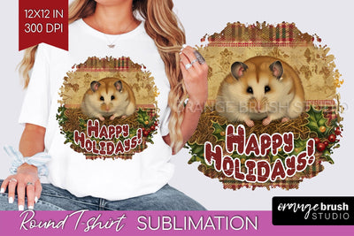 Vintage Christmas Sublimation, Xmas Round Tshirt Background Sublimation OrangeBrushStudio 