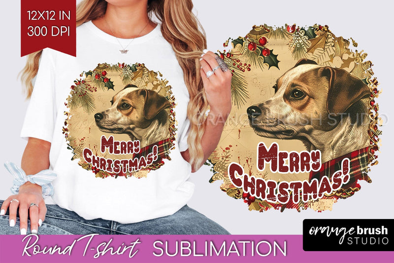 Vintage Christmas Sublimation, Xmas Round Tshirt Background Sublimation OrangeBrushStudio 