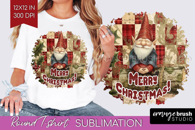 Vintage Christmas Sublimation, Xmas Round Tshirt Background Sublimation OrangeBrushStudio 