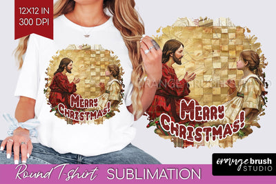 Vintage Christmas Sublimation, Xmas Round Tshirt Background Sublimation OrangeBrushStudio 