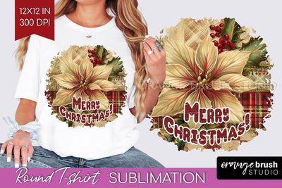 Vintage Christmas Sublimation, Xmas Round Tshirt Background Sublimation OrangeBrushStudio 