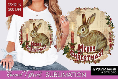 Vintage Christmas Sublimation, Xmas Round Tshirt Background Sublimation OrangeBrushStudio 