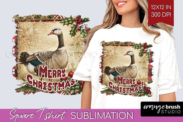 Vintage Christmas Sublimation, Xmas Square Tshirt Background Sublimation OrangeBrushStudio 
