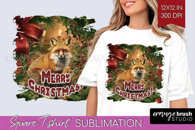 Vintage Christmas Sublimation, Xmas Square Tshirt Background Sublimation OrangeBrushStudio 