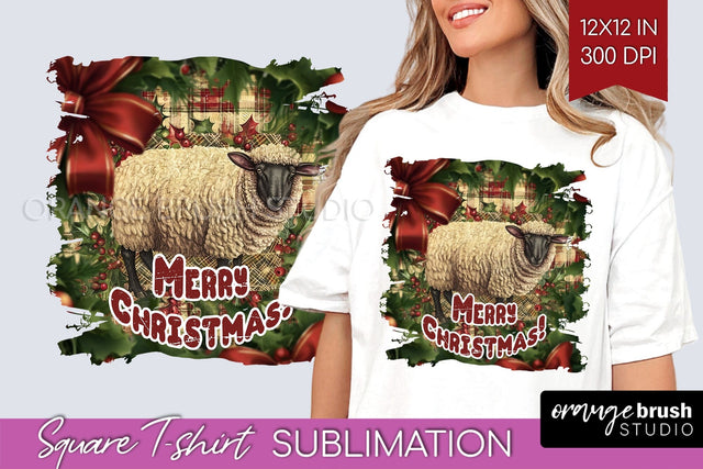 Vintage Christmas Sublimation, Xmas Square Tshirt Background Sublimation OrangeBrushStudio 