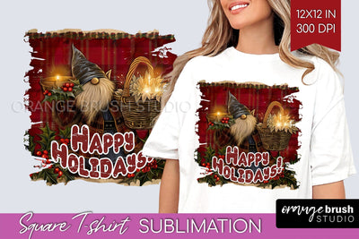 Vintage Christmas Sublimation, Xmas Square Tshirt Background Sublimation OrangeBrushStudio 