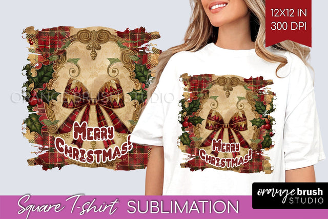 Vintage Christmas Sublimation, Xmas Square Tshirt Background Sublimation OrangeBrushStudio 