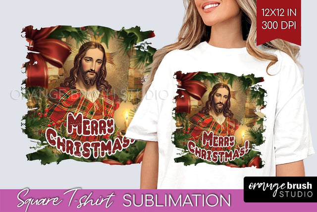 Vintage Christmas Sublimation, Xmas Square Tshirt Background Sublimation OrangeBrushStudio 