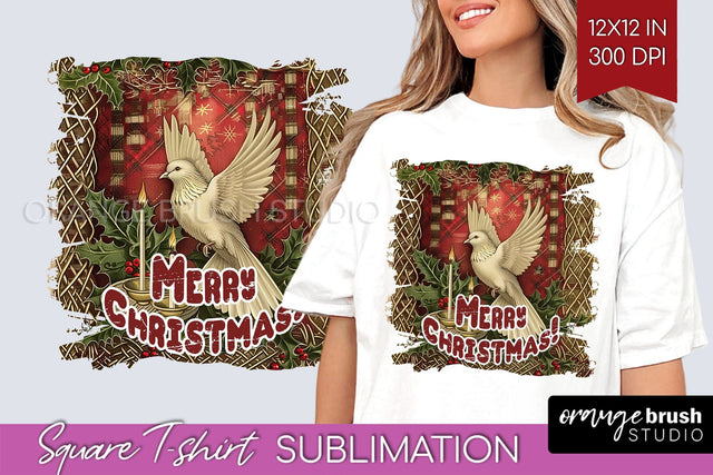 Vintage Christmas Sublimation, Xmas Square Tshirt Background Sublimation OrangeBrushStudio 