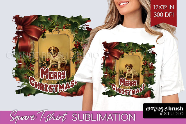 Vintage Christmas Sublimation, Xmas Square Tshirt Background Sublimation OrangeBrushStudio 
