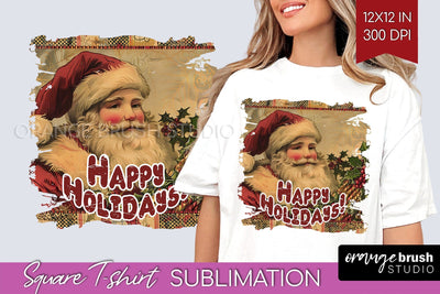 Vintage Christmas Sublimation, Xmas Square Tshirt Background Sublimation OrangeBrushStudio 