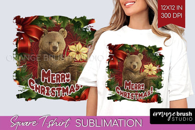 Vintage Christmas Sublimation, Xmas Square Tshirt Background Sublimation OrangeBrushStudio 