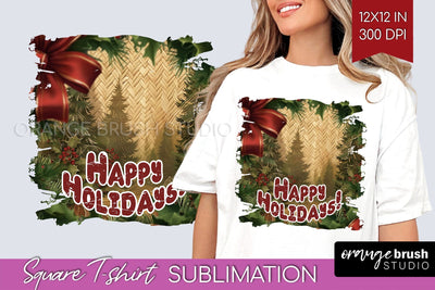 Vintage Christmas Sublimation, Xmas Square Tshirt Background Sublimation OrangeBrushStudio 