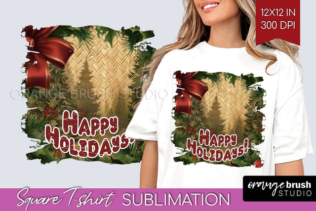 Vintage Christmas Sublimation, Xmas Square Tshirt Background Sublimation OrangeBrushStudio 