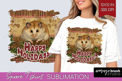 Vintage Christmas Sublimation, Xmas Square Tshirt Background Sublimation OrangeBrushStudio 