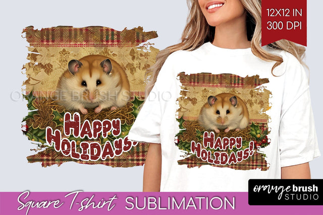 Vintage Christmas Sublimation, Xmas Square Tshirt Background Sublimation OrangeBrushStudio 