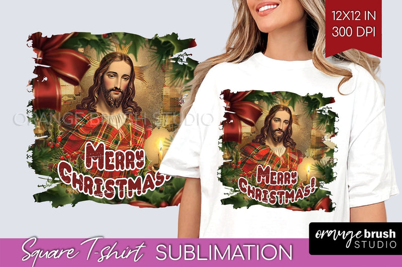 Vintage Christmas Sublimation, Xmas Square Tshirt Background Sublimation OrangeBrushStudio 