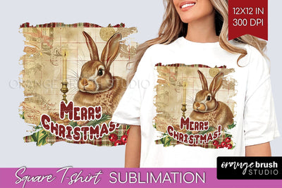 Vintage Christmas Sublimation, Xmas Square Tshirt Background Sublimation OrangeBrushStudio 