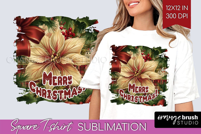 Vintage Christmas Sublimation, Xmas Square Tshirt Background Sublimation OrangeBrushStudio 