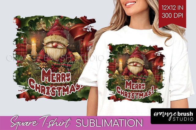 Vintage Christmas Sublimation, Xmas Square Tshirt Background Sublimation OrangeBrushStudio 