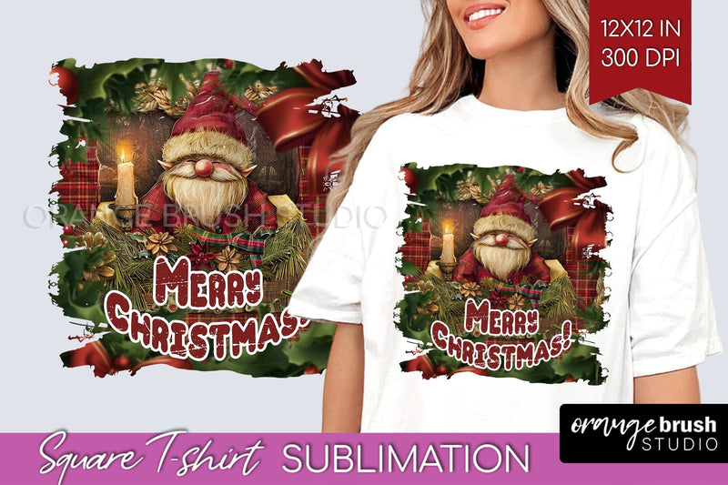Vintage Christmas Sublimation, Xmas Square Tshirt Background Sublimation OrangeBrushStudio 