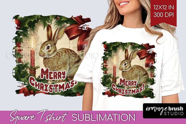 Vintage Christmas Sublimation, Xmas Square Tshirt Background Sublimation OrangeBrushStudio 
