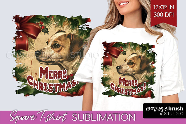 Vintage Christmas Sublimation, Xmas Square Tshirt Background Sublimation OrangeBrushStudio 