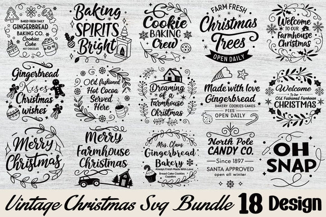 Vintage Christmas Svg Bundle SVG Angelina750 
