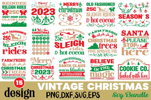Vintage Christmas Svg Bundle SVG Angelina750 