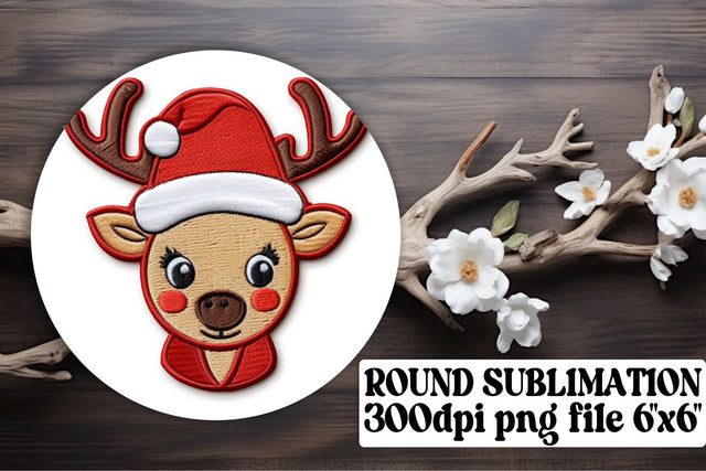 Vintage Christmas Theme 3D Embroidered Round Ornament Art Sublimation afrosvg 