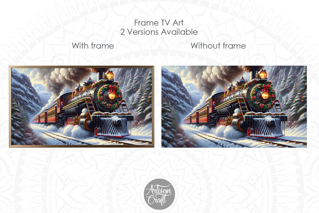 Vintage Christmas Train Frame TV Art | So Fontsy