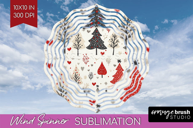 Vintage Christmas Tree Wind Spinner Sublimation PNG Sublimation OrangeBrushStudio 