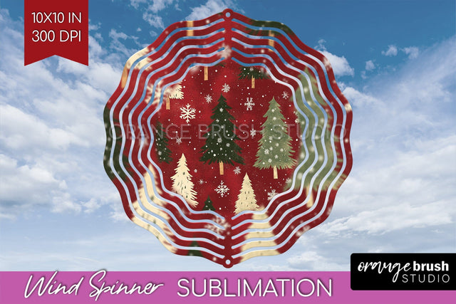 Vintage Christmas Tree Wind Spinner Sublimation PNG Sublimation OrangeBrushStudio 