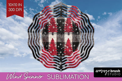 Vintage Christmas Tree Wind Spinner Sublimation PNG Sublimation OrangeBrushStudio 