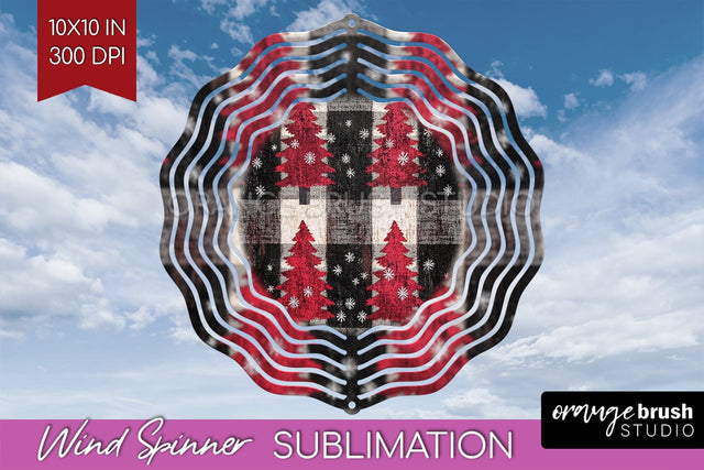 Vintage Christmas Tree Wind Spinner Sublimation PNG Sublimation OrangeBrushStudio 