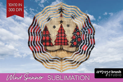 Vintage Christmas Tree Wind Spinner Sublimation PNG Sublimation OrangeBrushStudio 