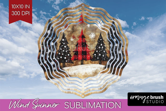 Vintage Christmas Tree Wind Spinner Sublimation PNG Sublimation OrangeBrushStudio 