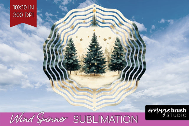 Vintage Christmas Tree Wind Spinner Sublimation PNG Sublimation OrangeBrushStudio 