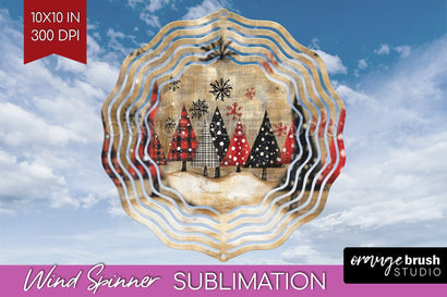 Vintage Christmas Tree Wind Spinner Sublimation PNG Sublimation OrangeBrushStudio 