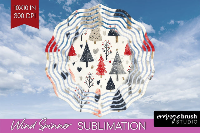 Vintage Christmas Tree Wind Spinner Sublimation PNG Sublimation OrangeBrushStudio 