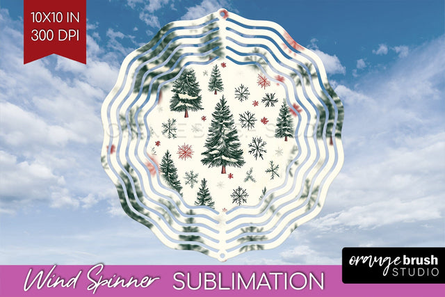 Vintage Christmas Tree Wind Spinner Sublimation PNG Sublimation OrangeBrushStudio 