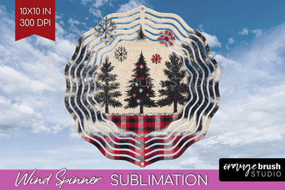 Vintage Christmas Tree Wind Spinner Sublimation PNG Sublimation OrangeBrushStudio 