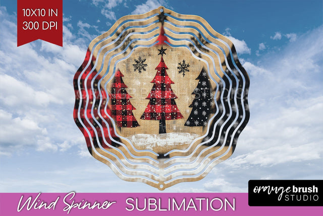 Vintage Christmas Tree Wind Spinner Sublimation PNG Sublimation OrangeBrushStudio 