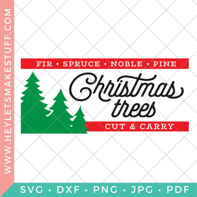 Vintage Christmas Trees Sign SVG Hey Let's Make Stuff 