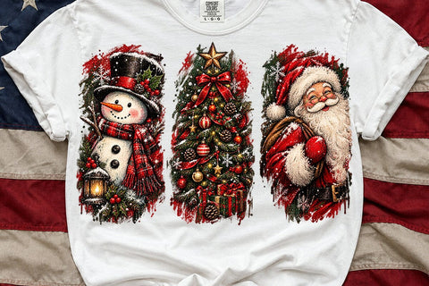 Vintage Christmas Trio Sublimation PNG SVG DesignDestine 