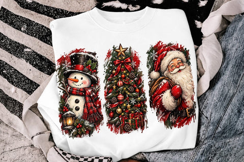 Vintage Christmas Trio Sublimation PNG SVG DesignDestine 